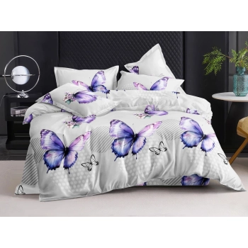 Pościel 160x200 fioletowe motyle PK685 z prześcieradłem